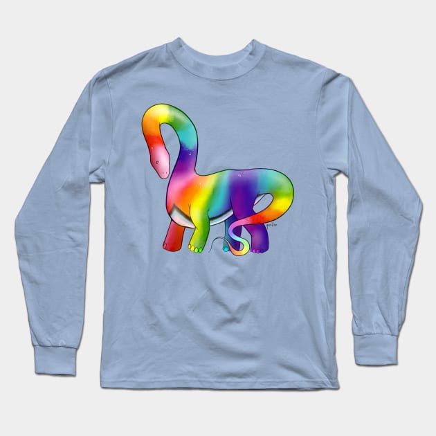 Rainbow Pride Dinosaur Long Sleeve T-Shirt by Qur0w